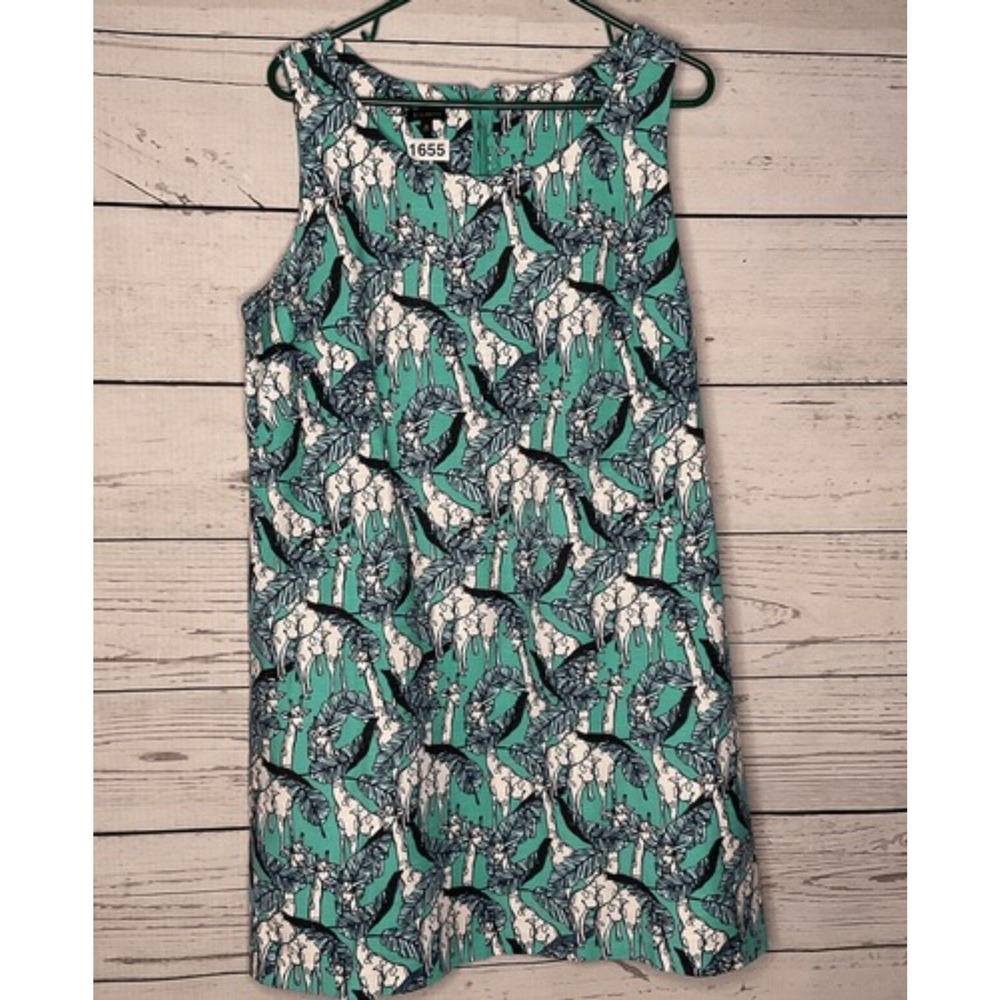 Talbots Safari‎ Green Leaf Giraffe Sleeveless Sheath Midi Dress Women 16 China